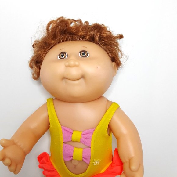 1991 Hasbro Cabbage Patch Kids Splash n Tan Hard Body Doll Summer Swimsuit Curly - Picture 4 of 6